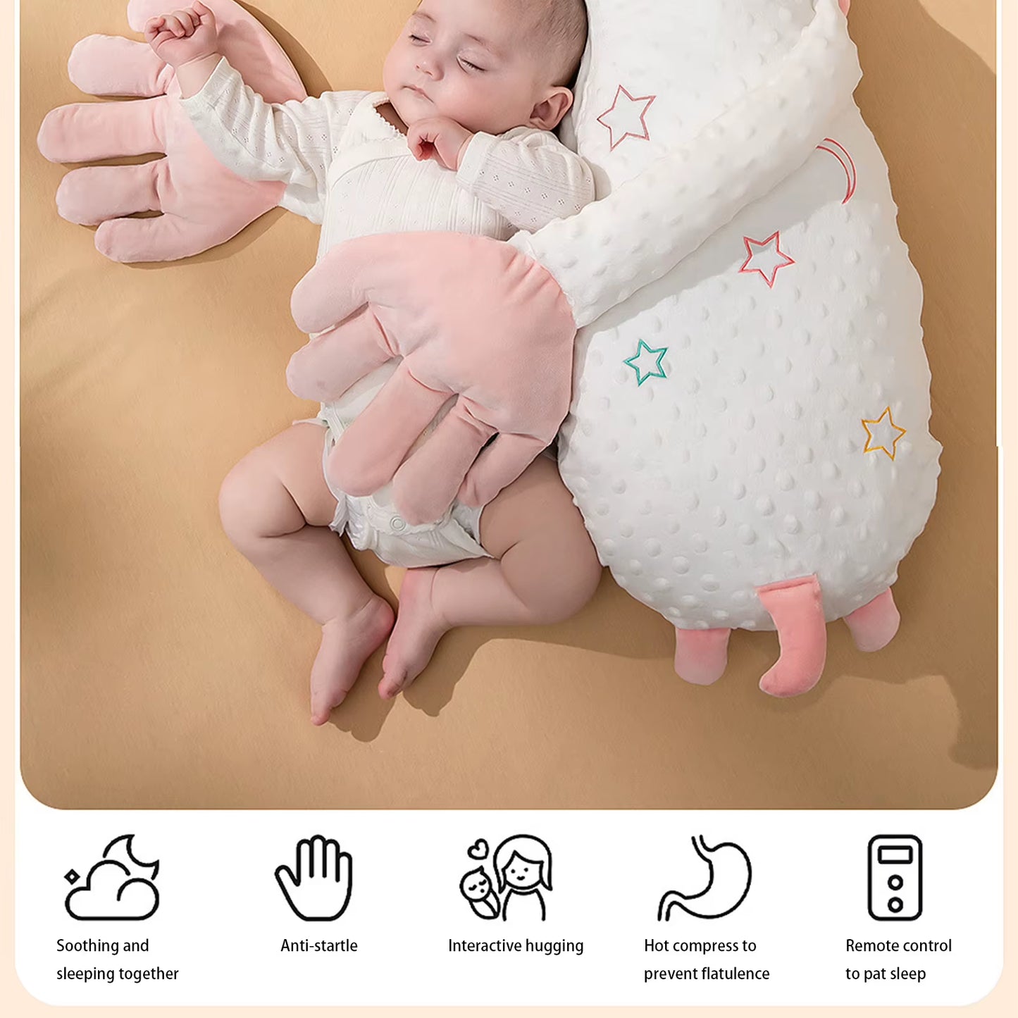 Electric Baby Sleep Patting Doll with Soothing Palm Remote Control Baby Hand Pillow Soothing Palm Adjustable Baby Sleep Soother