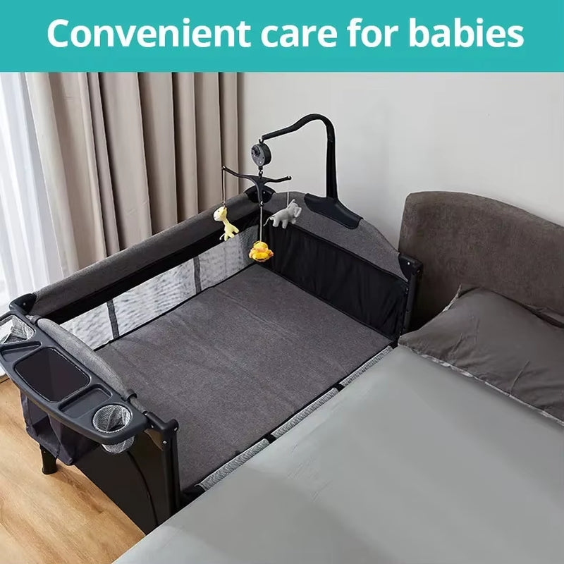 MOEYE Baby Bed Portable Baby Cribs with Diaper Table Baby Sleep Cradle Multifunctional Playpen Crib