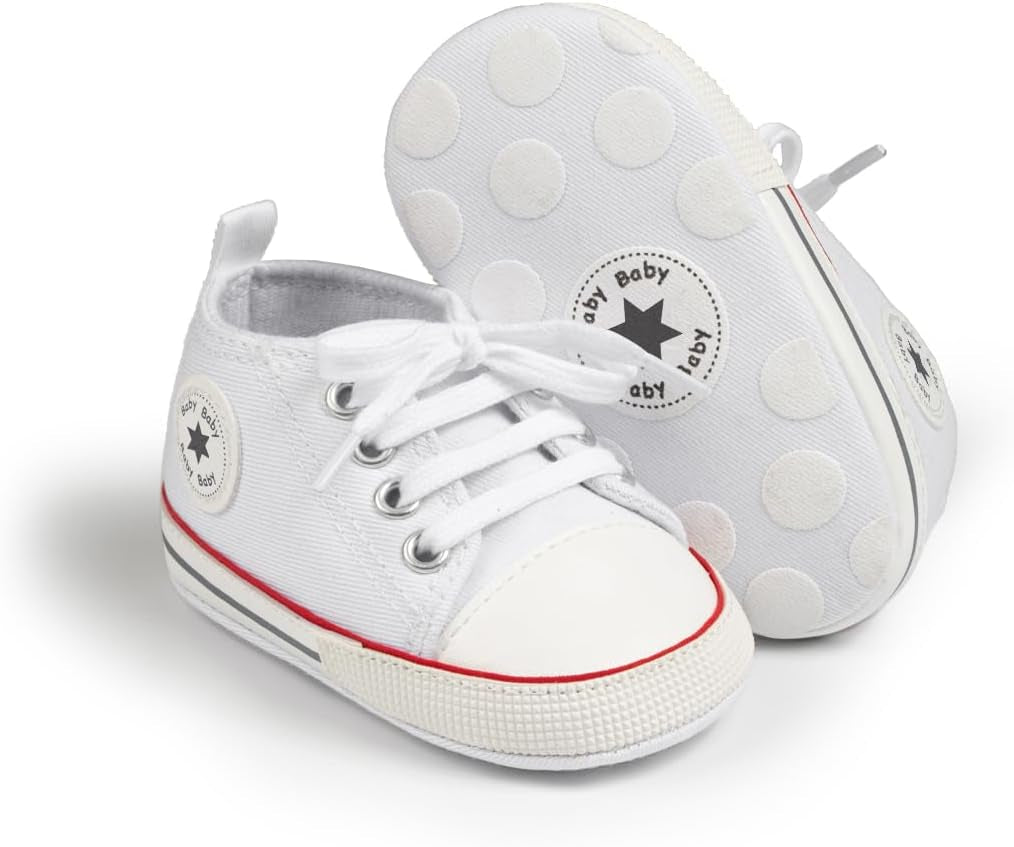 Unisex Baby Boy Girl Canvas Sneaker Soft Sole Ankle Infant First Walkers Crib Shoe